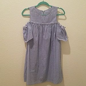 She In Striped Off The Shoulder Dress